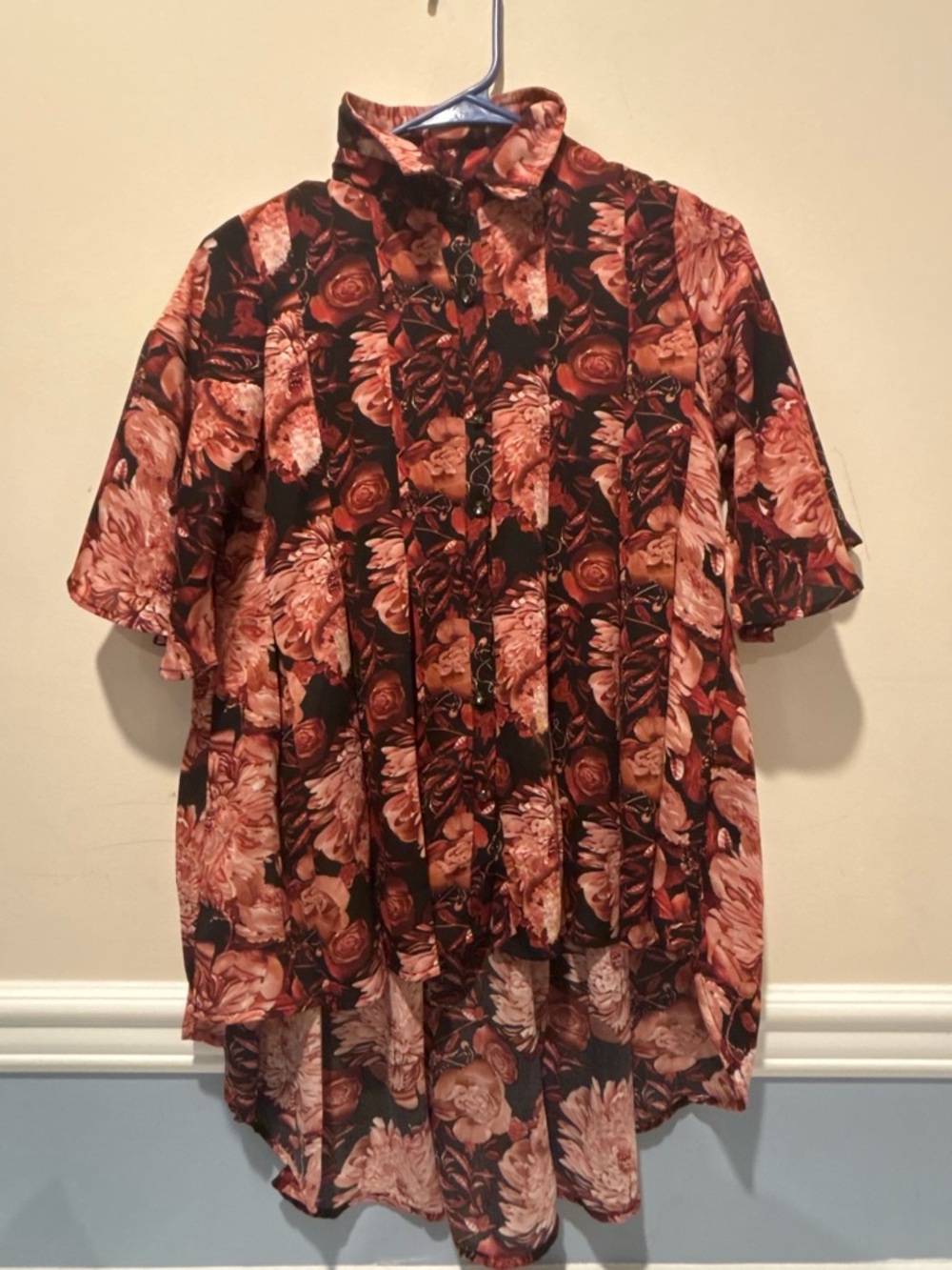 Floral Button-Front Blouse